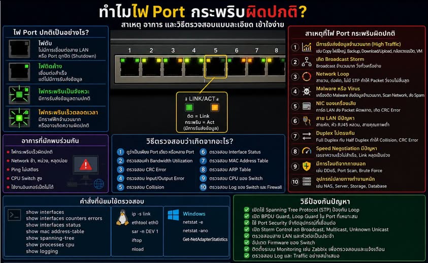 Tips แก้ปัญหา Network ทุกองค์กร ทำไมไฟ Port กระพริบผิดปกติ❓