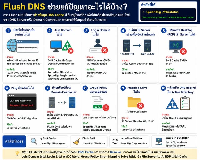 Tips แก้ปัญหา Domain ทุกองค์กร Flush DNS ช่วยแก้ปัญหาอะไรได้บ้าง❓