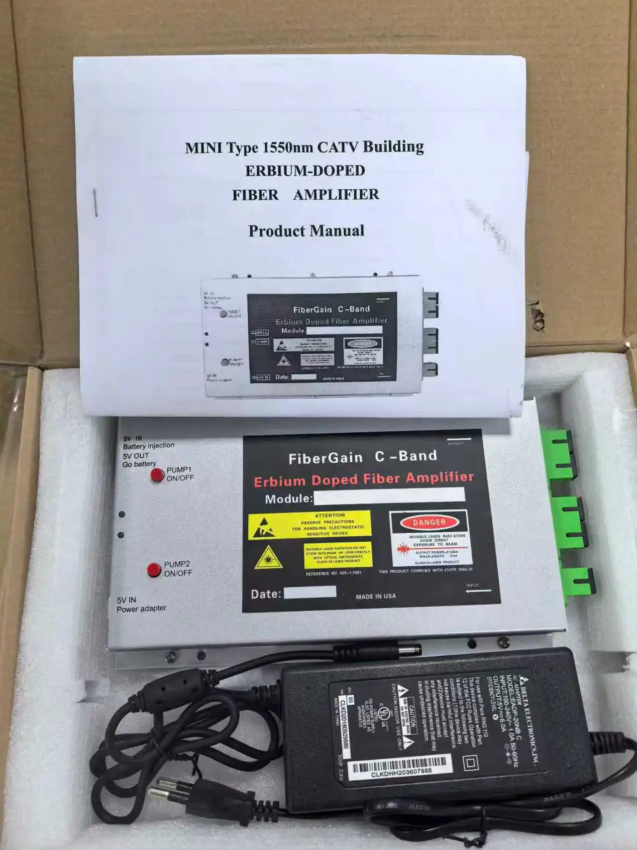FTTH Modular Fiber Amplifier 4 พอร์ต 23dBm คุณภาพสูง Catv MINI EDFA Built